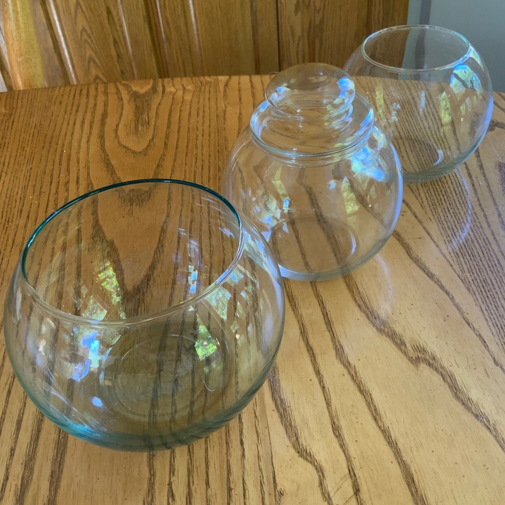 Three Glass Ball Vase Bowls
